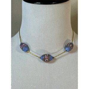 Gold Tone Wedding Cake Abstract Bead Necklace